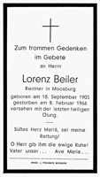 Sterbebildchen Lorenz Beiler, *18.09.1905 †08.02.1966