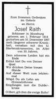 Sterbebildchen Josef Raith, *01.02.1914 †10.12.1967