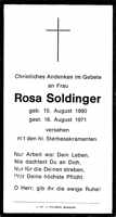 Sterbebildchen Rosa Soldinger, *15.08.1890 †16.08.1971