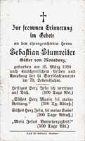 Sterbebildchen Sebastian Stumreiter, *1841 †15.03.1920