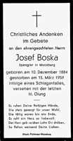 Sterbebildchen Josef Boska, *10.12.1884 †15.03.1959