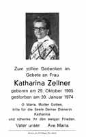 Sterbebildchen Katharina Zellner, *29.10.1905 †30.01.1974