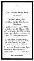 Sterbebildchen Josef Wagner, *13.04.1911 †23.10.1965