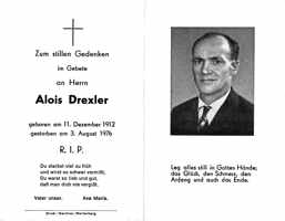 Sterbebildchen Alois Drexler, *11.12.1912 †03.08.1976