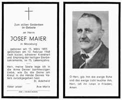Sterbebildchen Josef Maier, *15.03.1893 †12.02.1968