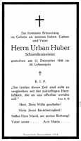 Sterbebildchen Urban Huber, *1890 †12.12.1958