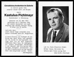 Sterbebildchen Kastulus Pichlmayr, *26.05.1927 †05.10.1966