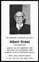 Sterbebildchen Albert Kraaz, *28.09.1908 †22.12.1969