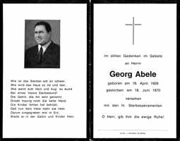 Sterbebildchen Georg Abele, *18.04.1929 †18.06.1970