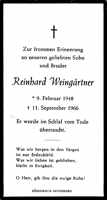 Sterbebildchen Reinhard Weingrtner, *09.02.1948 †11.09.1966