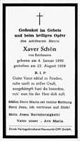 Sterbebildchen Xaver Schn, *04.01.1890 †23.08.1968