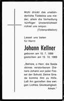 Sterbebildchen Johann Kellner, *10.07.1899 †15.12.1969