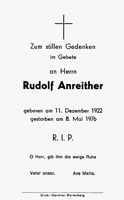 Sterbebildchen Rudolf Anreither, *11.12.1922 †08.05.1976