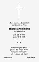Sterbebildchen Theresia Wittmann, *20.03.1899 †17.03.1976