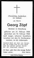 Sterbebildchen Georg Zpf, *21.02.1908 †10.02.1968