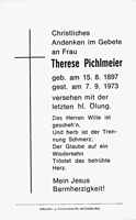 Sterbebildchen Therese Pichlmeier, *15.08.1897 †07.09.1973