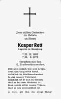 Sterbebildchen Kaspar Rott, *22.12.1892 †23.08.1976