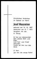Sterbebildchen Josef Moosreiner, *14.10.1907 †13.07.1972