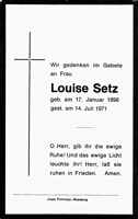 Sterbebildchen Louise Setz, *17.01.1898 †14.07.1971