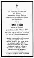 Sterbebildchen Josef Huber, *1889 †21.02.1957