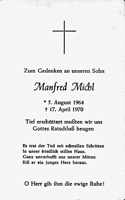 Sterbebildchen Manfred Michl, *05.08.1964 †17.04.1970