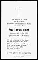 Sterbebildchen Therese Rauch, *13.07.1889 †23.03.1966
