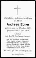 Sterbebildchen Andreas Ebner, *16.10.1891 †09.06.1973