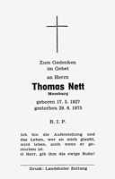 Sterbebildchen Thomas Nett, *17.05.1927 †29.06.1975