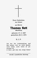 Sterbebildchen Thomas Nett, *17.05.1927 †29.06.1975