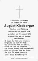 Sterbebildchen August Kleeberger, *28.08.1894 †27.08.1973