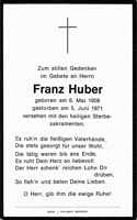 Sterbebildchen Franz Huber, *06.05.1908 †05.06.1971