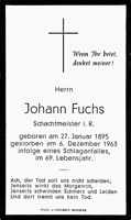 Sterbebildchen Johann Fuchs, *27.01.1895 †06.12.1963