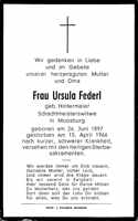 Sterbebildchen Ursula Federl, *26.06.1897 †15.04.1966