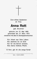 Sterbebildchen Anna Rott, *12.05.1893 †14.03.1972