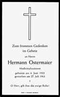 Sterbebildchen Hermann Ostermaier, *04.06.1932 †27.07.1963