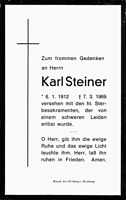 Sterbebildchen Karl Steiner, *06.01.1912 †07.03.1969