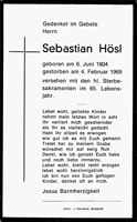 Sterbebildchen Sebastian Hsl, *06.06.1904 †04.02.1969