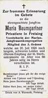 Sterbebildchen Maria Baumgartner, *1854 †20.07.1920