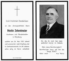 Sterbebildchen Martin Zehentmaier, *1888 †24.05.1957
