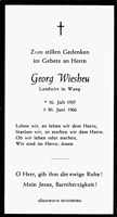 Sterbebildchen Georg Wiesheu, *16.07.1907 †30.06.1966
