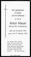 Sterbebildchen Anton Mayer, *28.01.1905 †27.02.1964