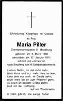 Sterbebildchen Maria Piller, *03.03.1898 †17.01.1970