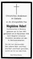 Sterbebildchen Magdalena Haberl, *16.06.1891 †24.11.1958