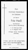 Sterbebildchen Fritz Hei, *17.02.1924 †17.08.1962