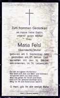Sterbebildchen Maria Felsl, *03.09.1890 †27.01.1966