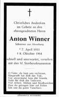 Sterbebildchen Anton Winner, *07.04.1933 †08.10.1964