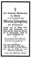 Sterbebildchen Maria Jngling, *1864 †23.03.1941