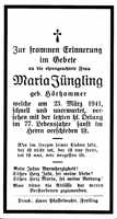 Sterbebildchen Maria J�ngling, *1864 †23.03.1941