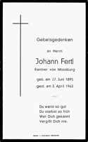 Sterbebildchen Johann Fertl, *27.06.1895 †03.04.1964