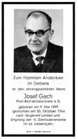 Sterbebildchen Josef Gach, *09.05.1899 †30.10.1964